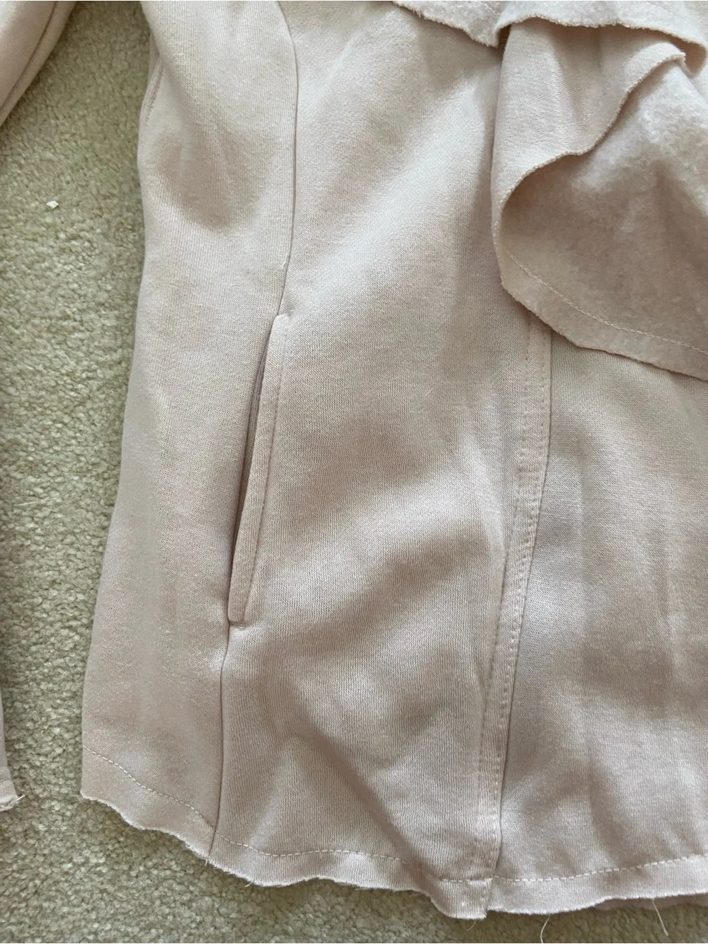 Blank Noir Women’s Beige/pink Ruffle Front Sweater Jacket size S